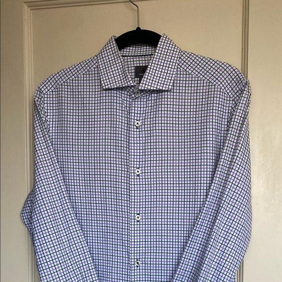 H&M Easy Care Men’s Button Up Cotton Shirt Checkered Green/Purple/White SZ S15 - Picture 3 of 11